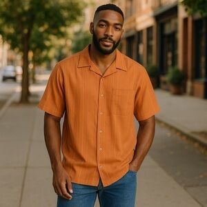 Van Heusen Orange Casual Button Down Shirt